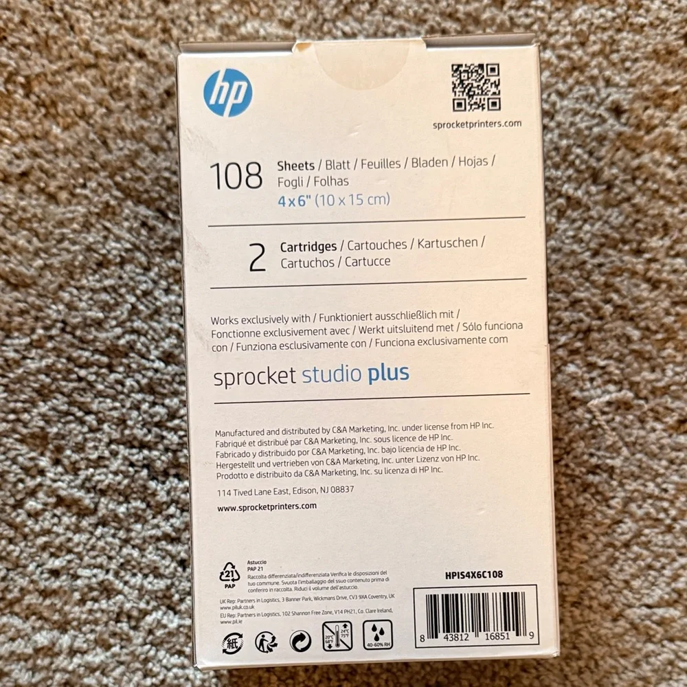 HP Sprocket Studio Plus Photo Paper and Cartridge Set